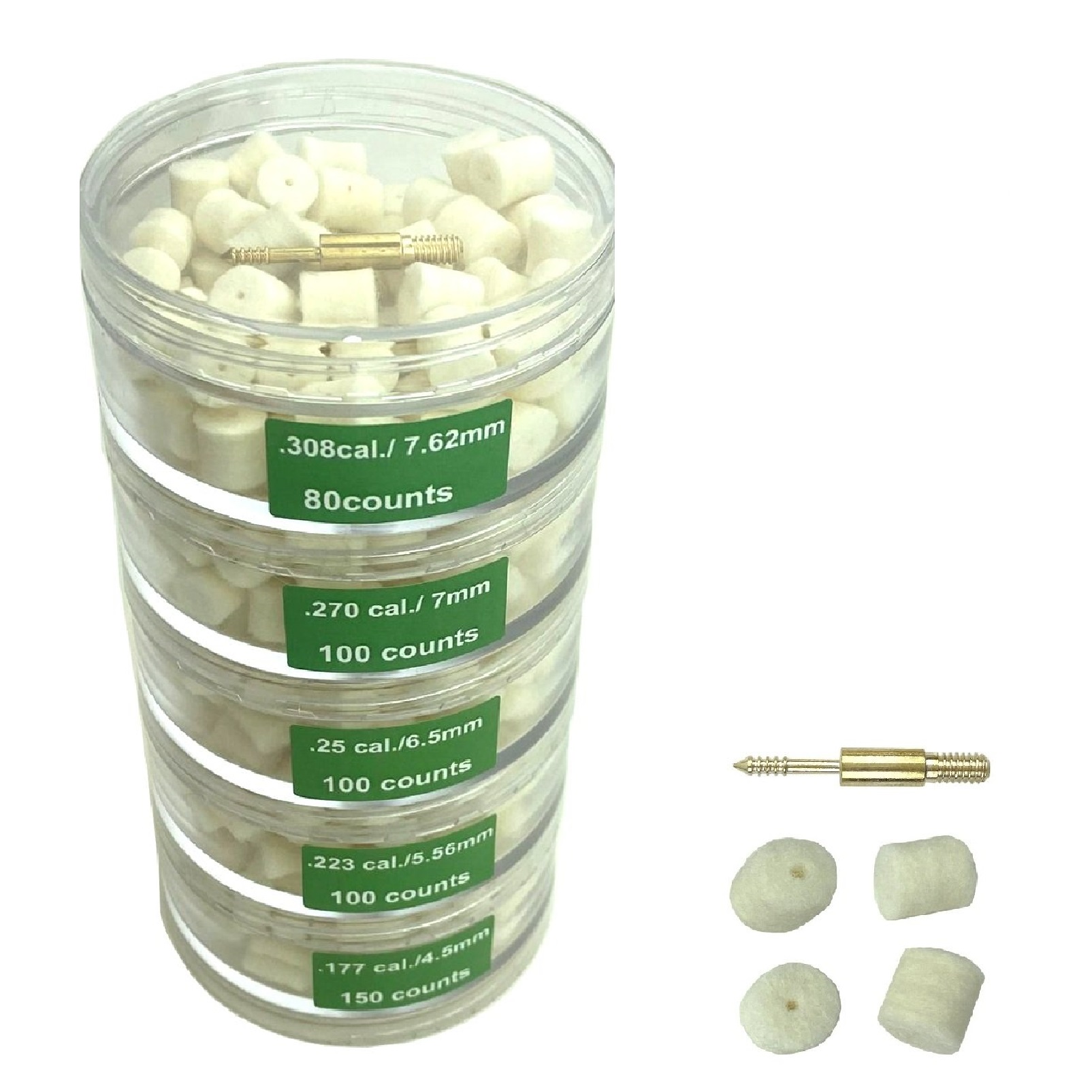 Gun Cleaning Wool Pellets Cylindrical Cases Screw Together Nakaimpake