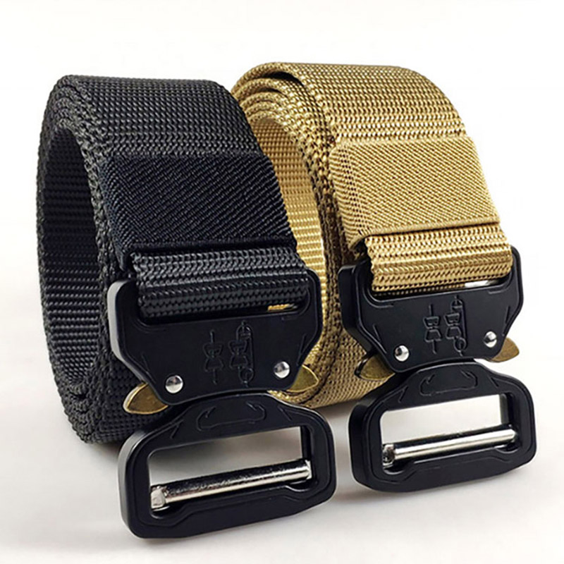 Adjustable nylon outdoor tactical belt na may quick release buckle