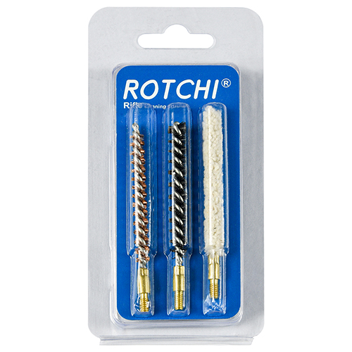 Rifle bore cleaning brush 3-in-1 set, paltos at pakete ng card. Available