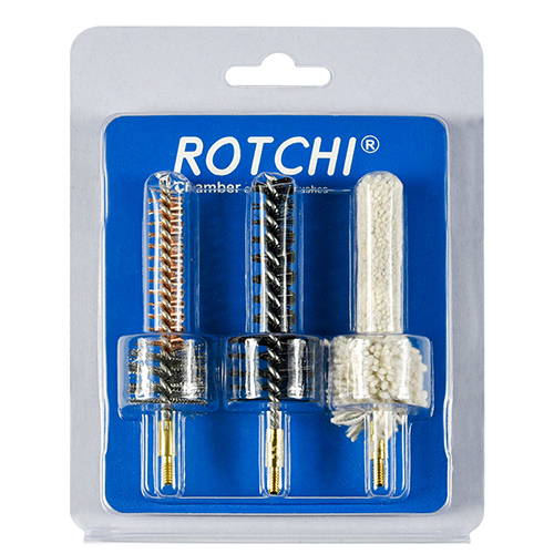 Rifle chamber cleaning brush 3-in-1 set, paltos at pakete ng card. Available