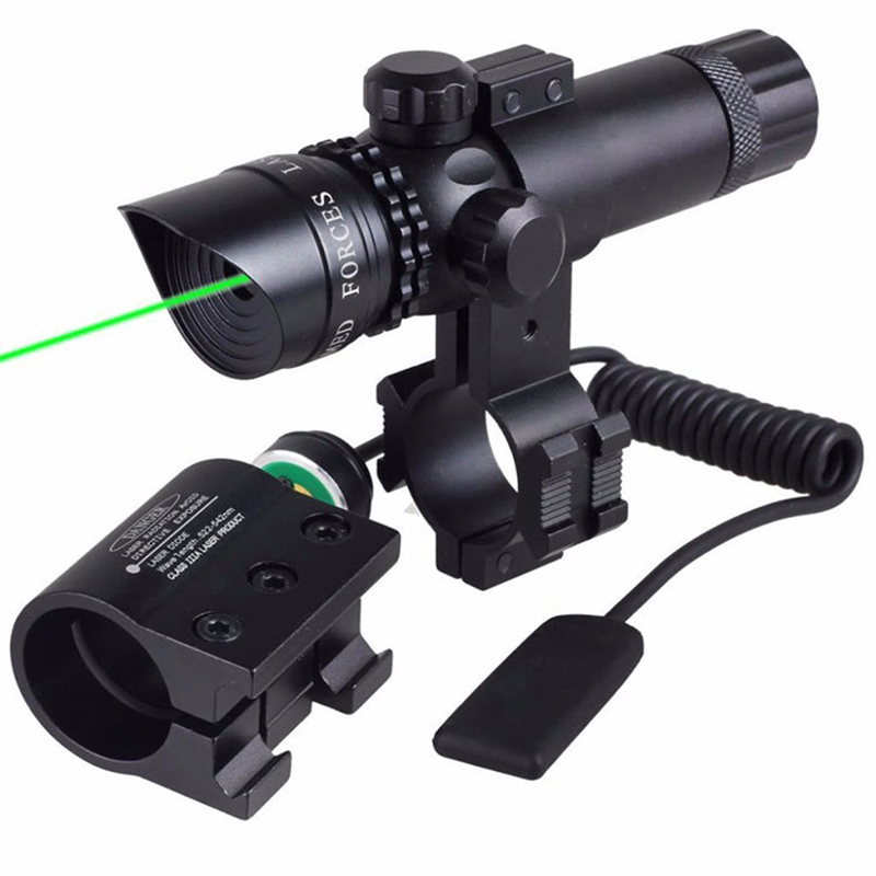 Tactical Adjustment Switch Laser Sight Compact Rifle Gun Green Laser Sight Na May 2 Mounts Rail Para sa Gun Laser Sight