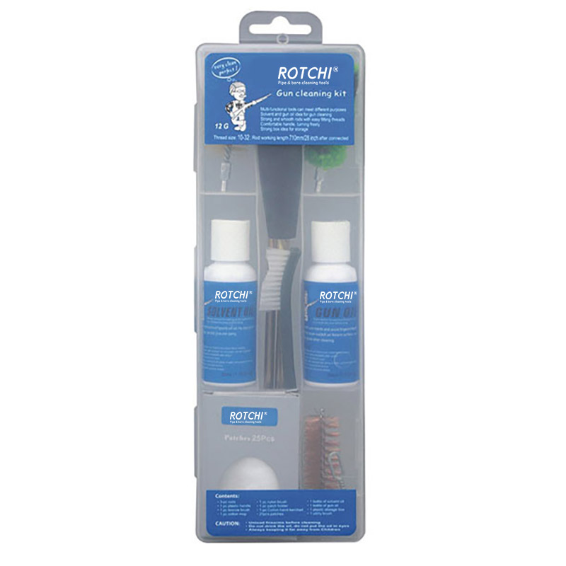Transparent box airgun gun cleaning kit na may bote ng langis